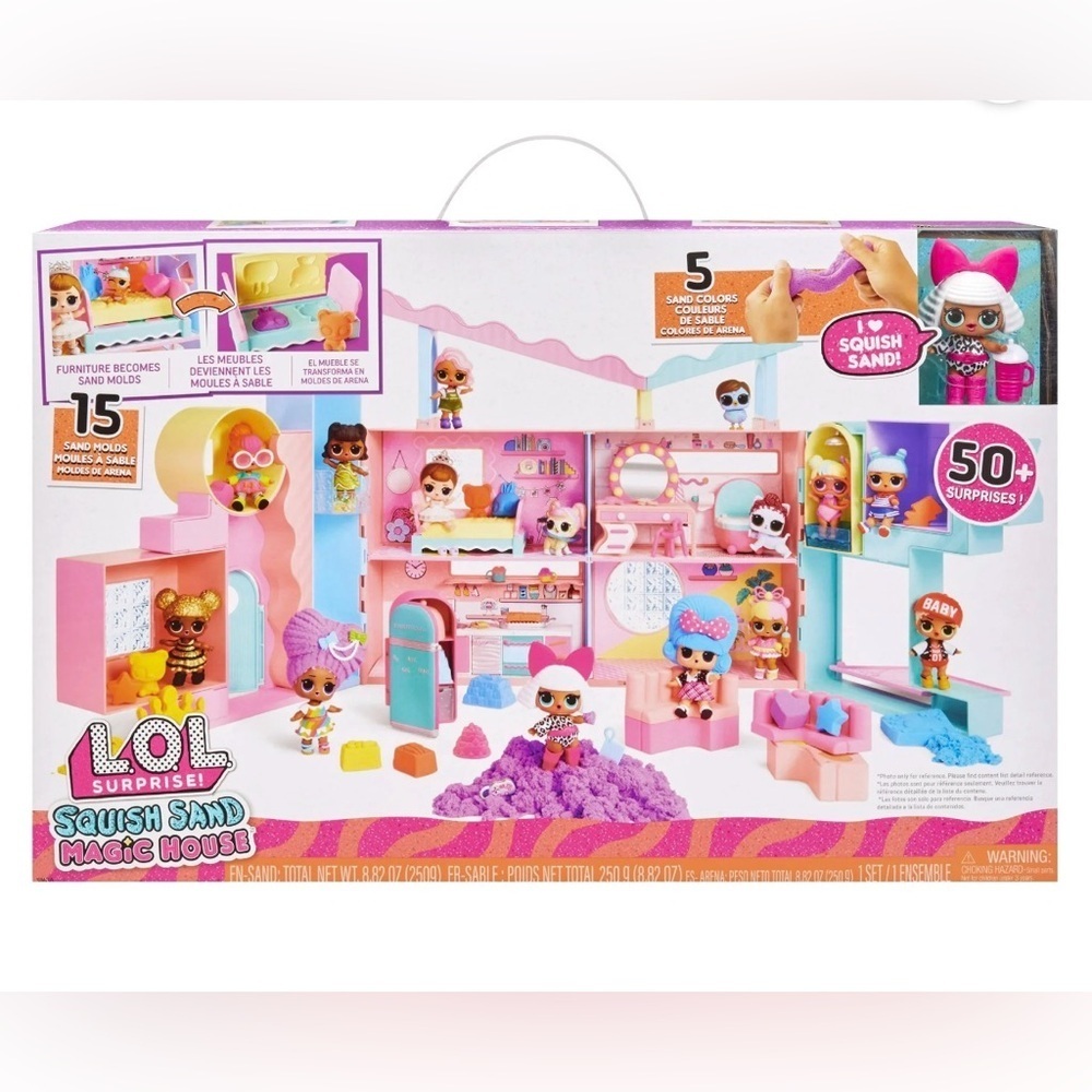 LOL Surprise Squish Sand Magic House with Tot Playset with Doll, Sand,